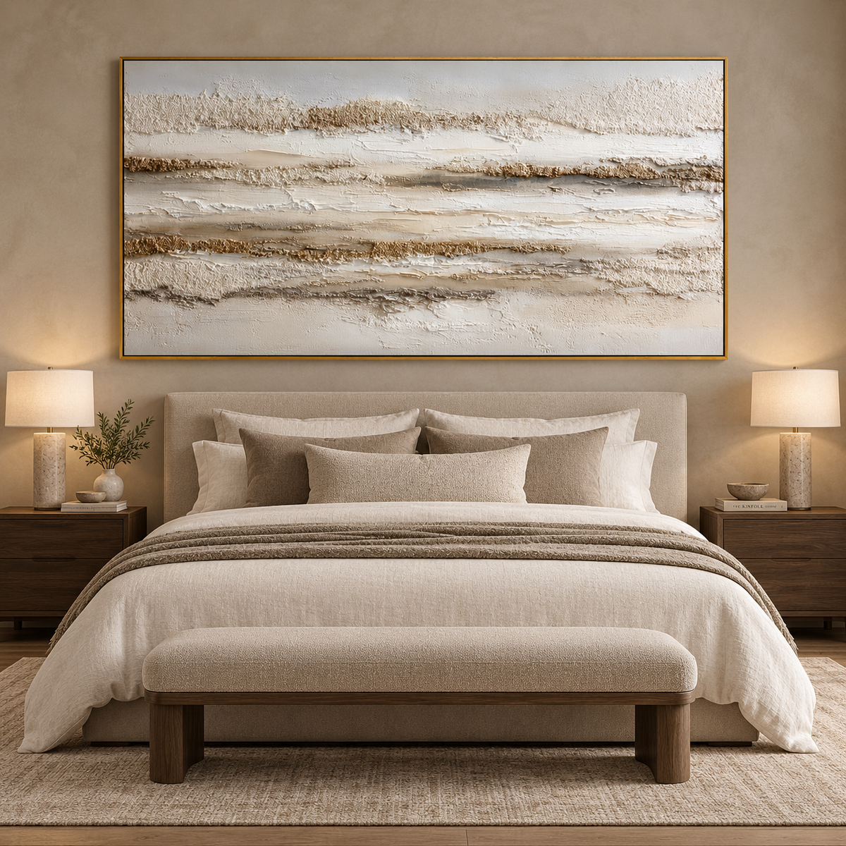 Ivory Strata-Neutral Textured Abstract Painting