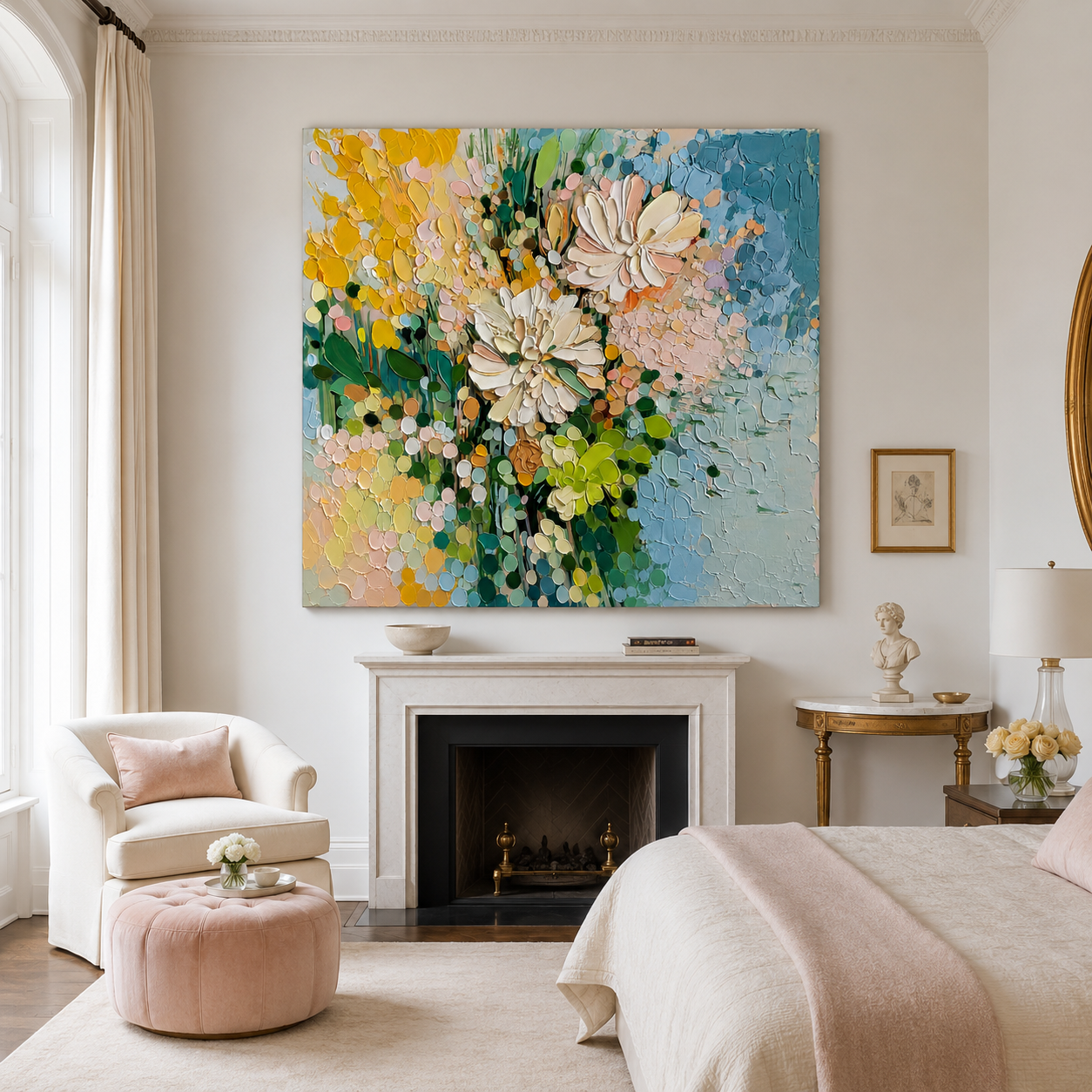 Bloom Mosaic-Colorful Floral Impasto Painting