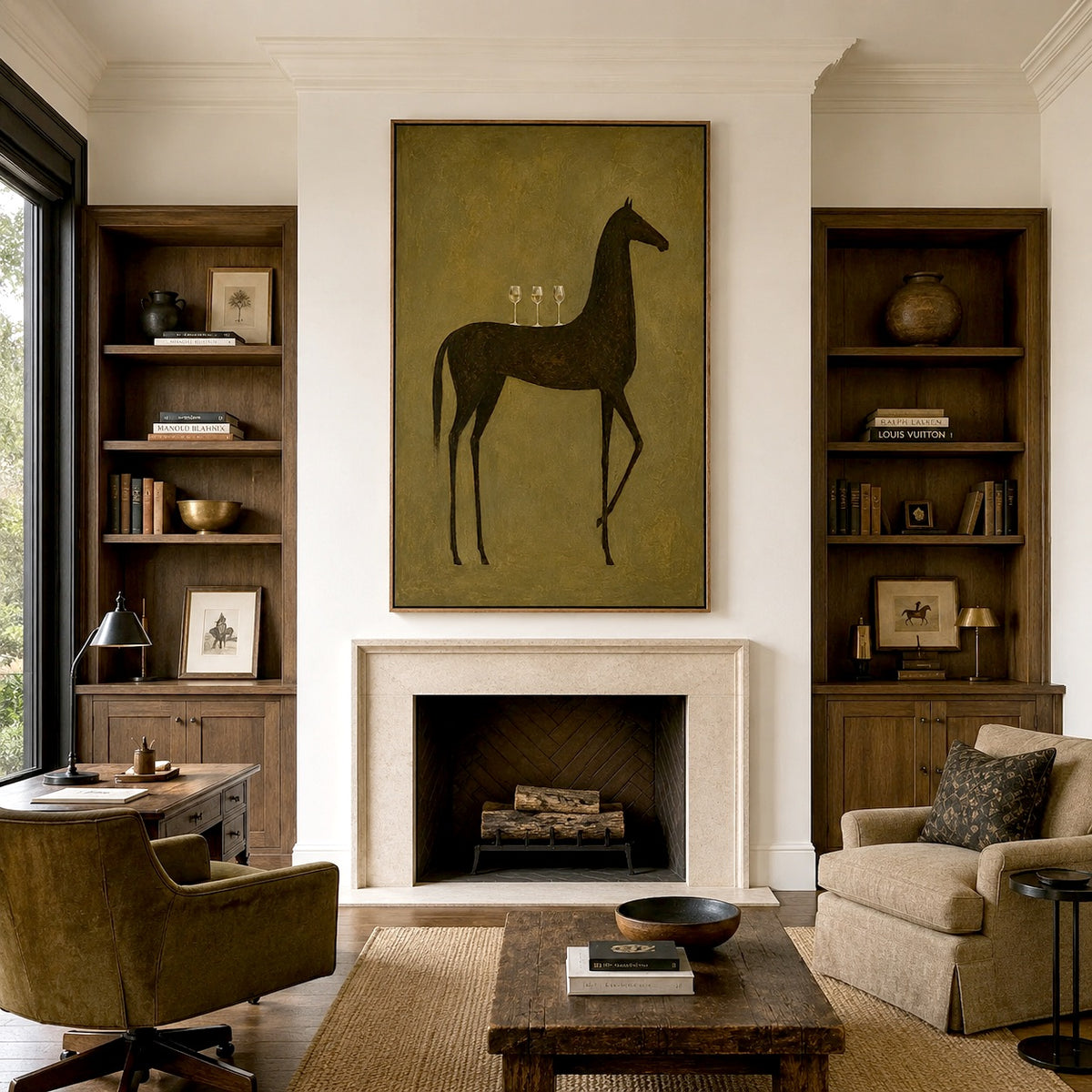 Midnight Toast-Black Horse Oil Painting