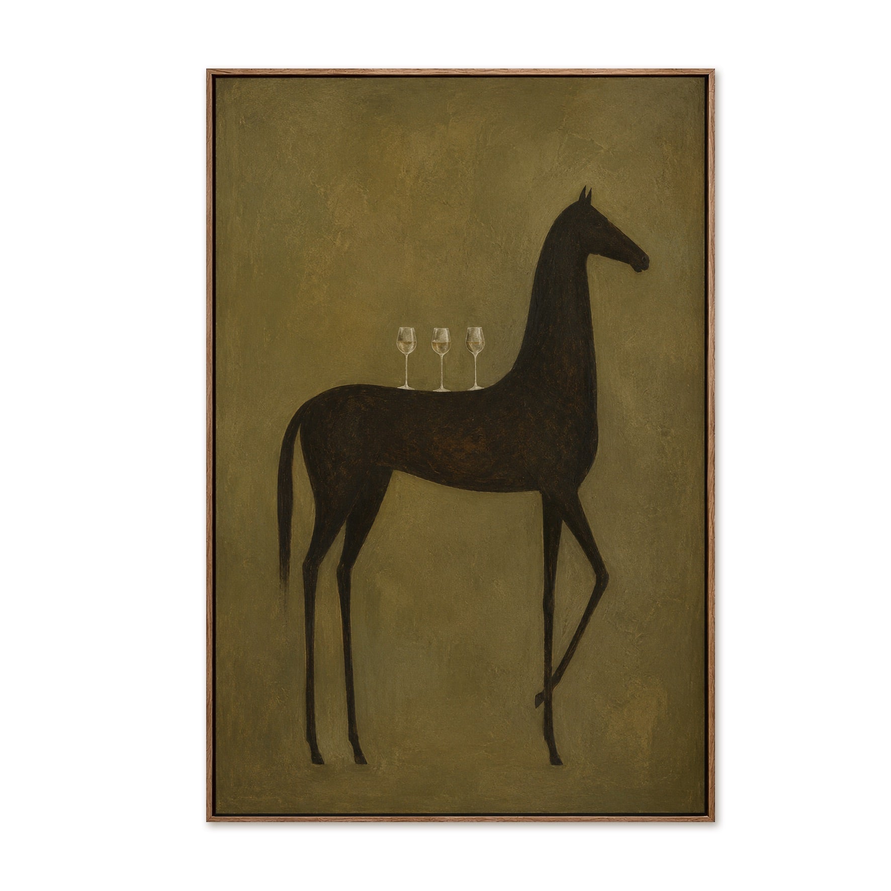 Midnight Toast-Black Horse Oil Painting