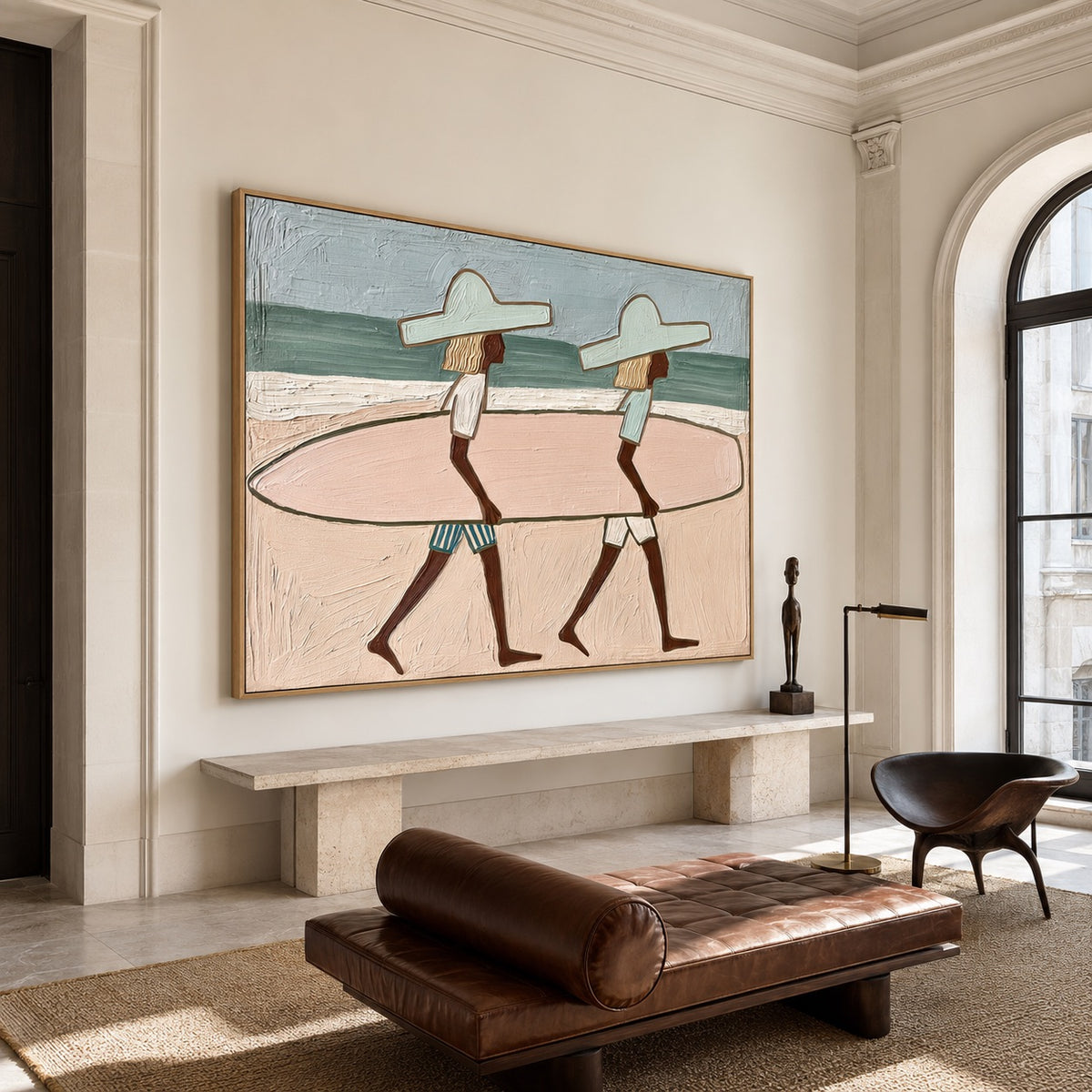 Shore Walk-Coastal Surf Oil Painting