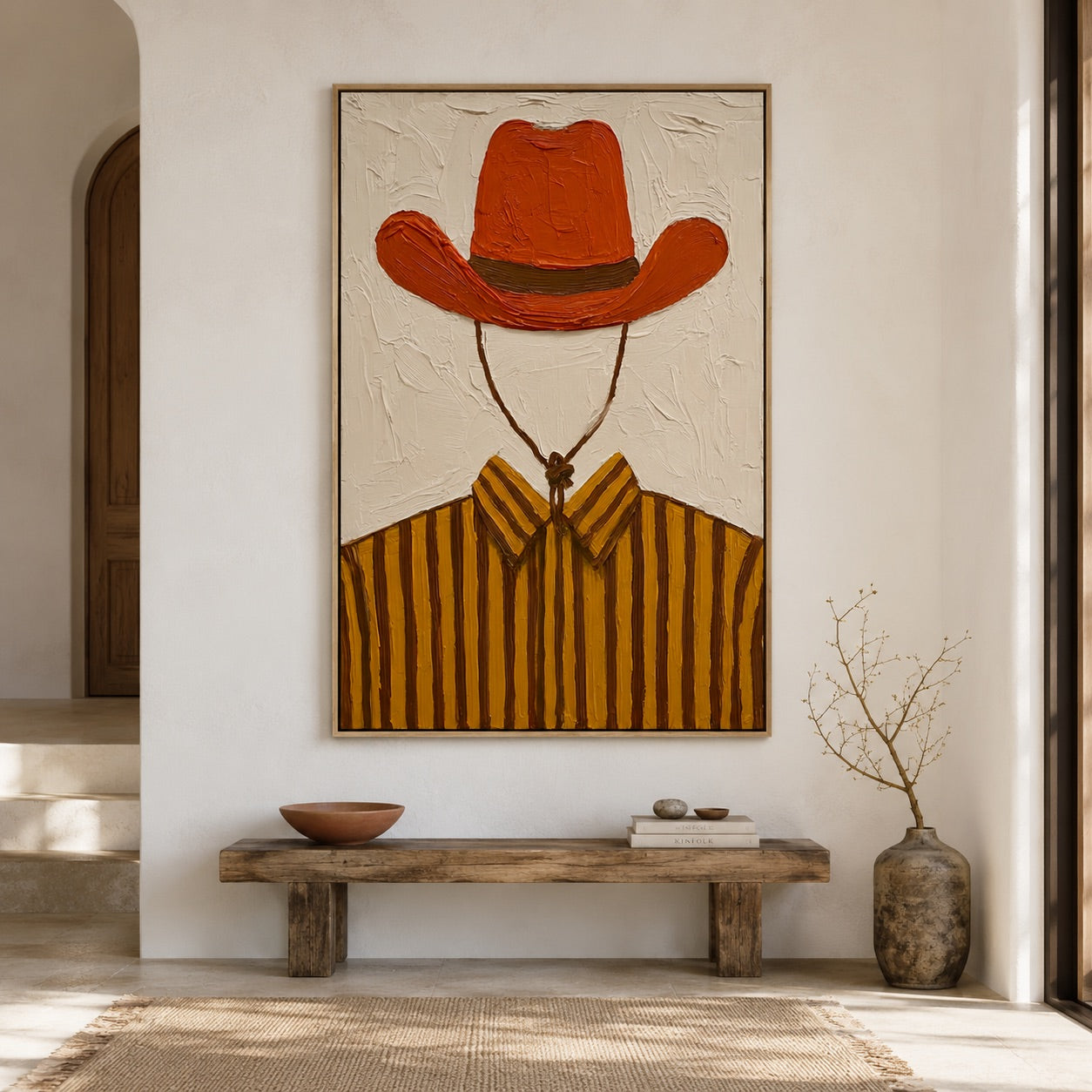 Burnt Ember-Orange Cowboy Hat Oil Painting