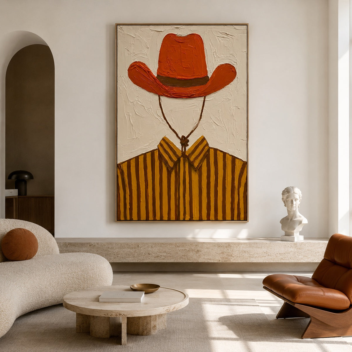 Burnt Ember-Orange Cowboy Hat Oil Painting