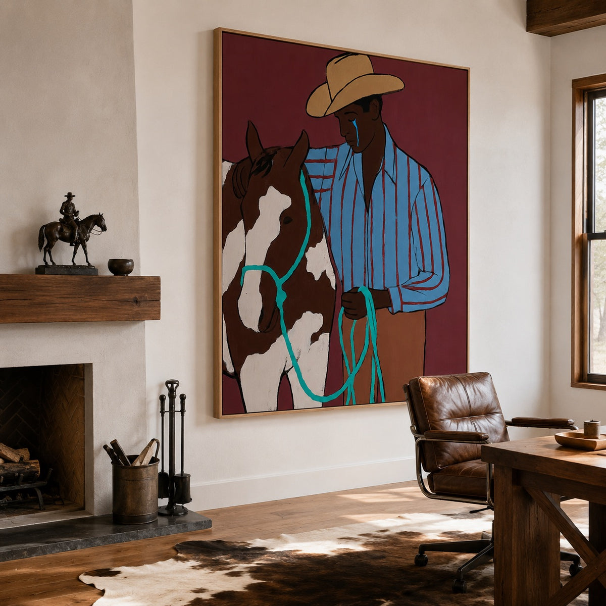 Blue Tear-Cowboy Horse Oil Painting