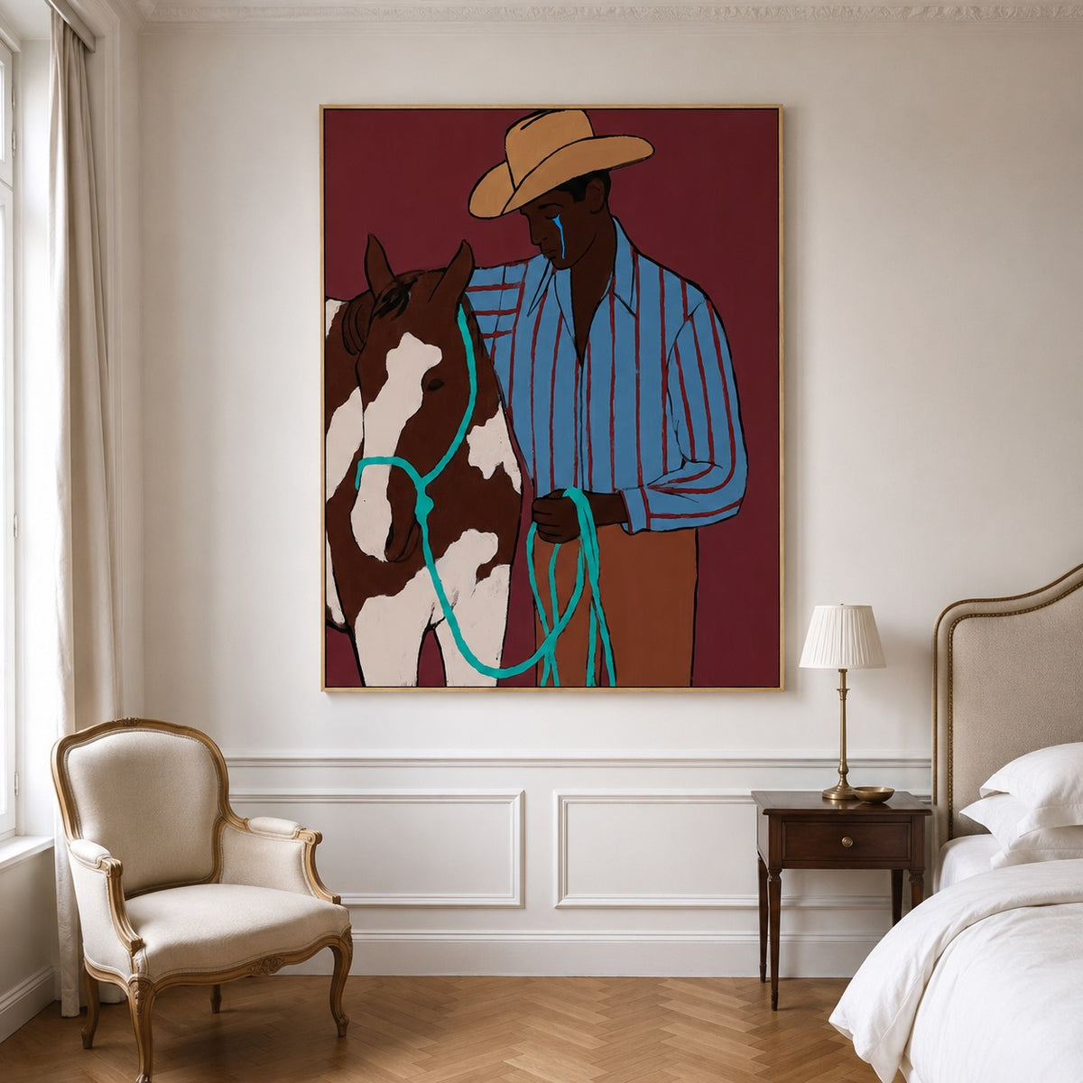 Blue Tear-Cowboy Horse Oil Painting