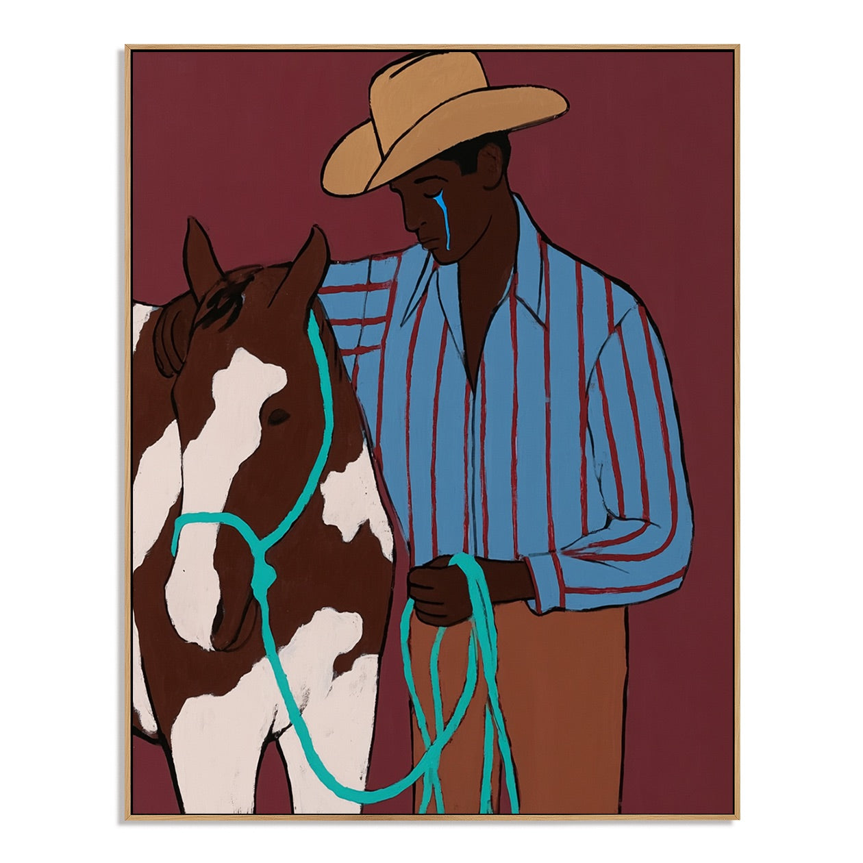 Blue Tear-Cowboy Horse Oil Painting