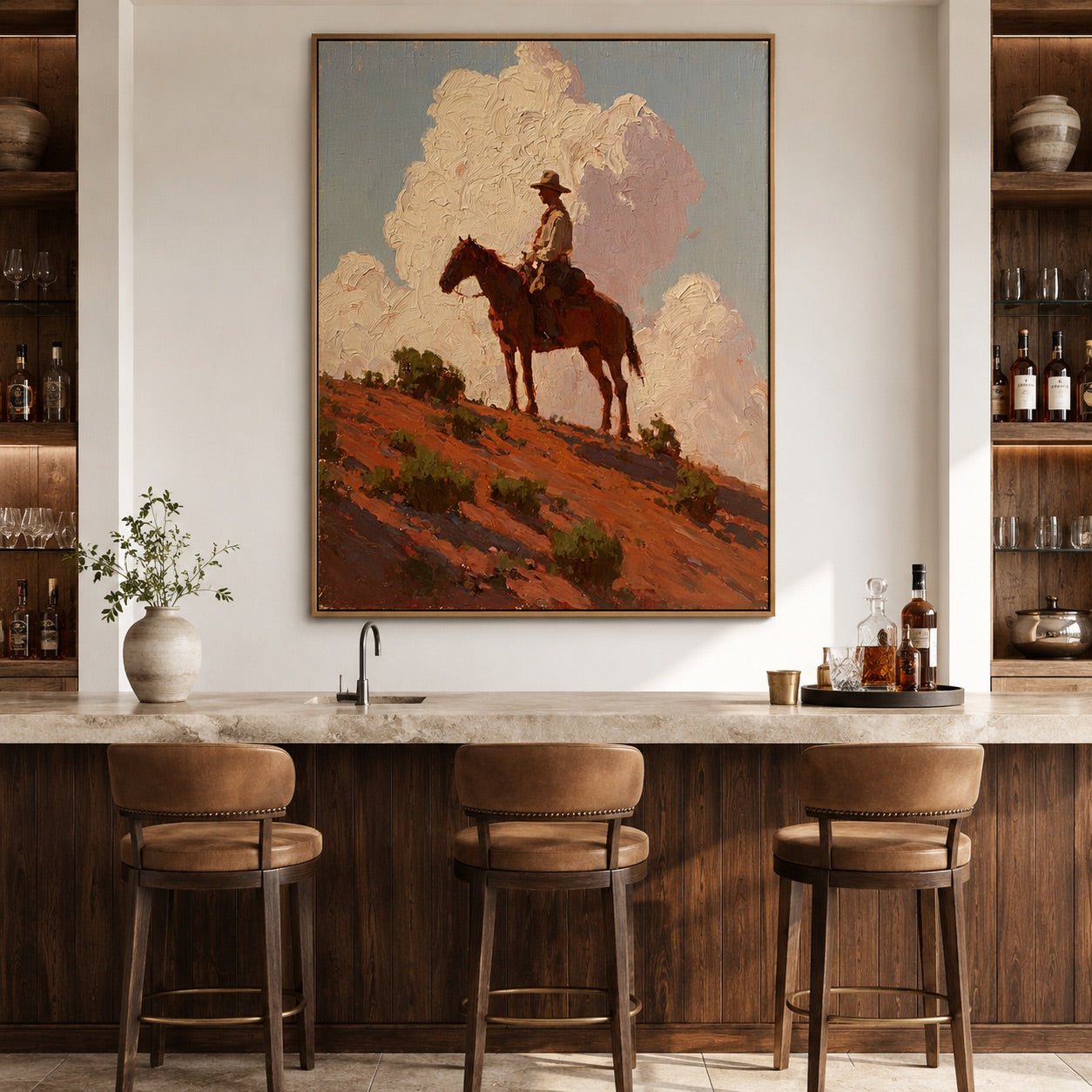 High Plains-Cowboy Landscape Oil Painting