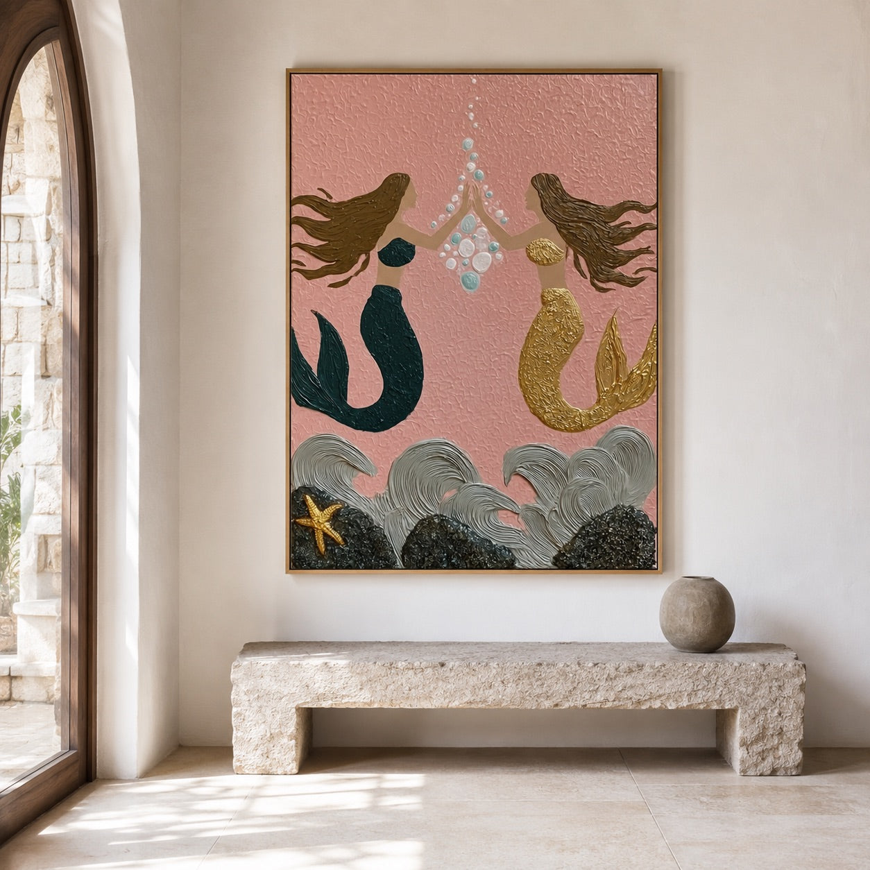 Pearl Sisters-Mermaid Friendship Oil Painting