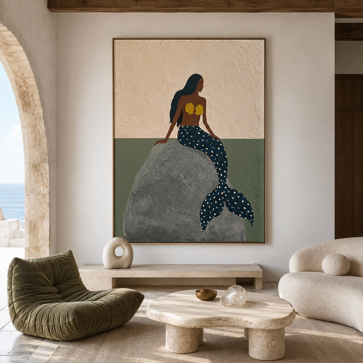 Shellsong-Seashell Mermaid Oil Painting
