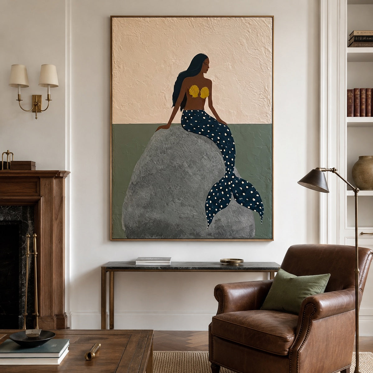 Shellsong-Seashell Mermaid Oil Painting