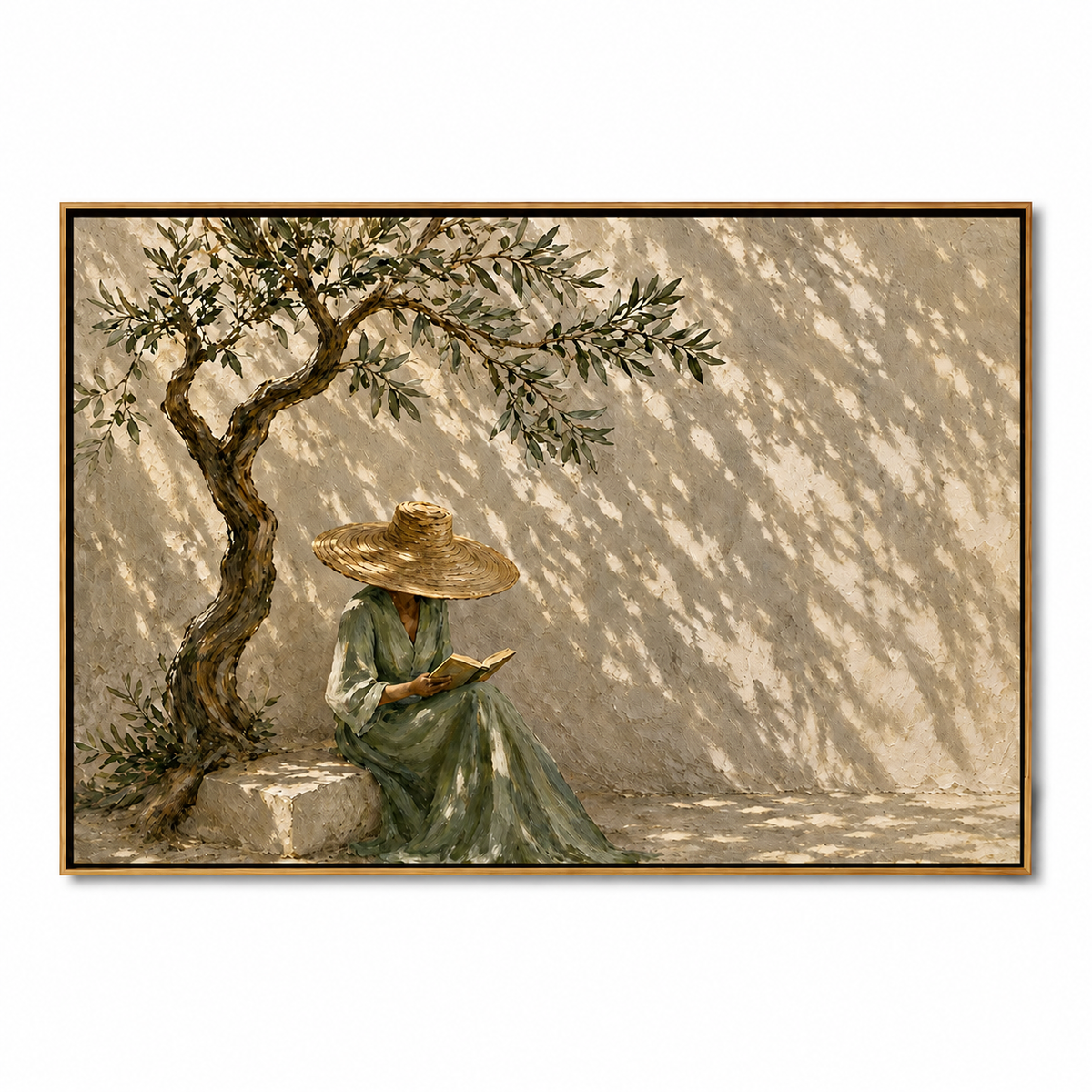 Olive Shade-Reading Woman Painting