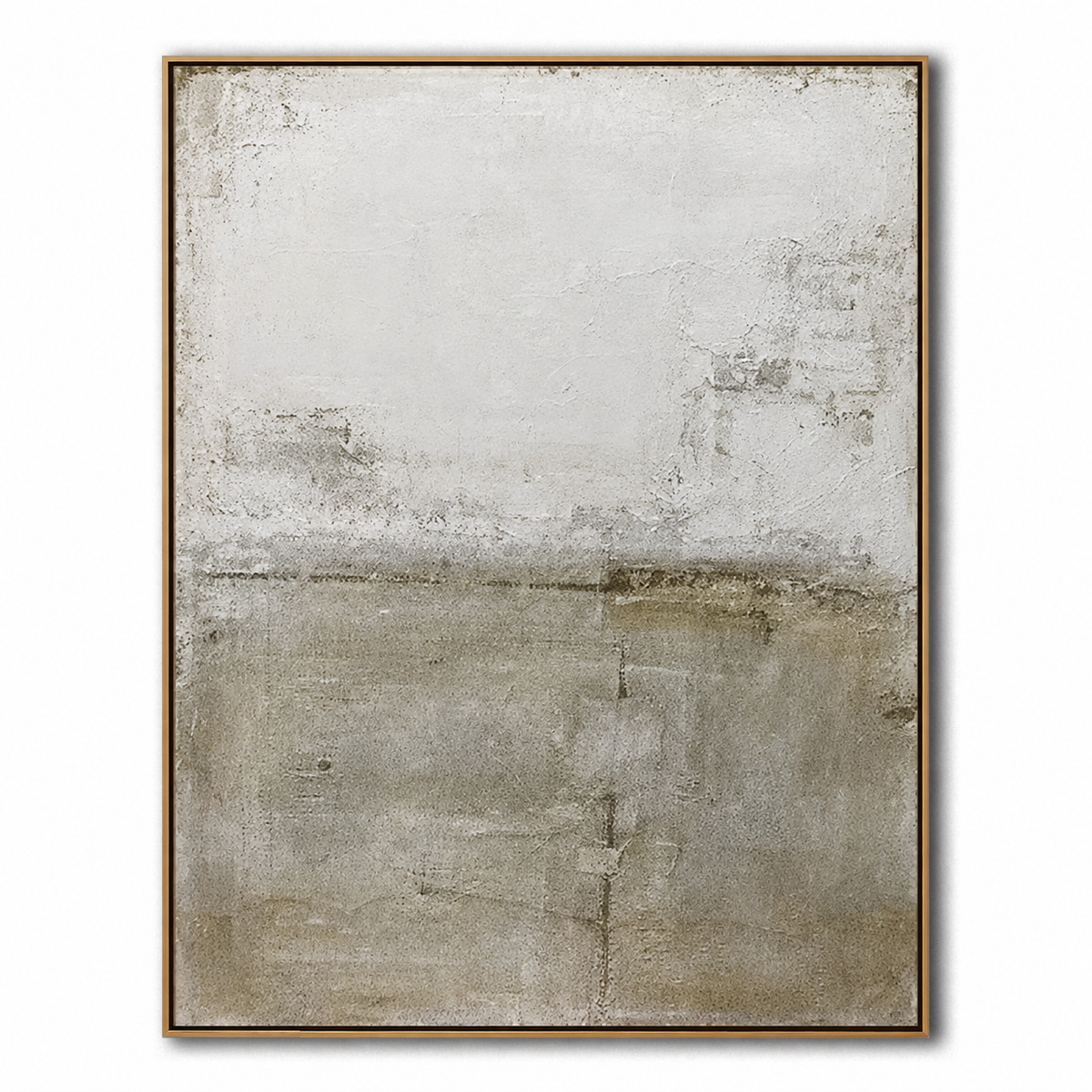 Quiet Horizon-Beige White Textured Abstract Painting