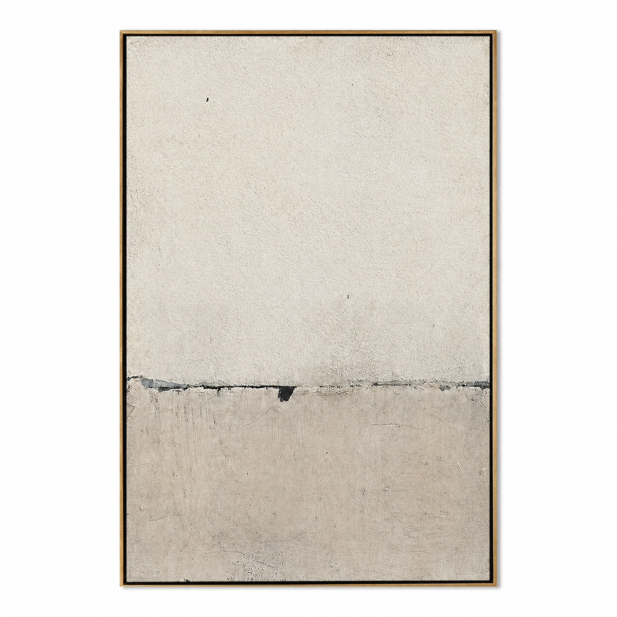 Silent Divide-Beige Minimalist Abstract Painting