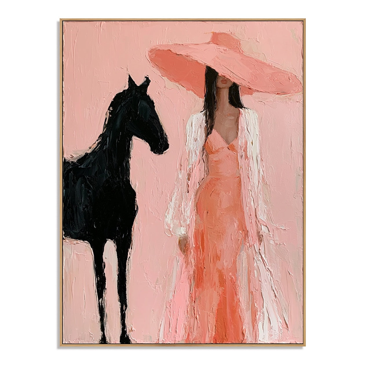 Blush Rider-Pink Cowgirl Horse Oil Painting