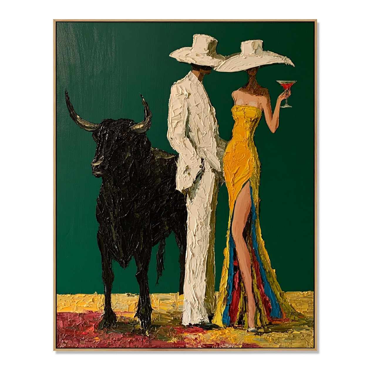 Emerald Rendezvous-Western Couple Oil Painting