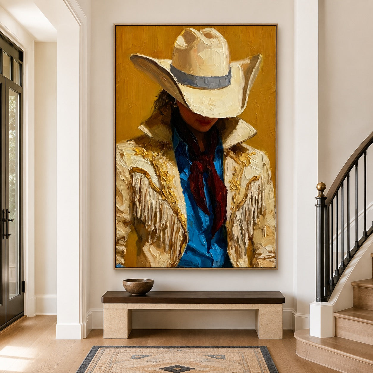 Golden Fringe-Cowgirl Portrait Oil Painting