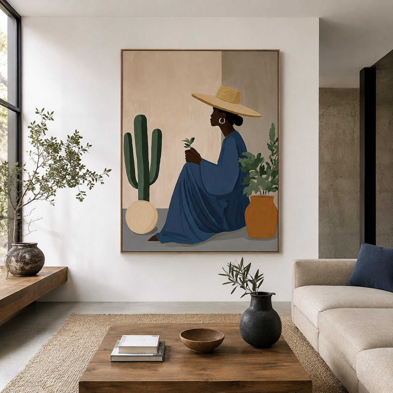 Desert Serenity-Cactus Woman Oil Painting