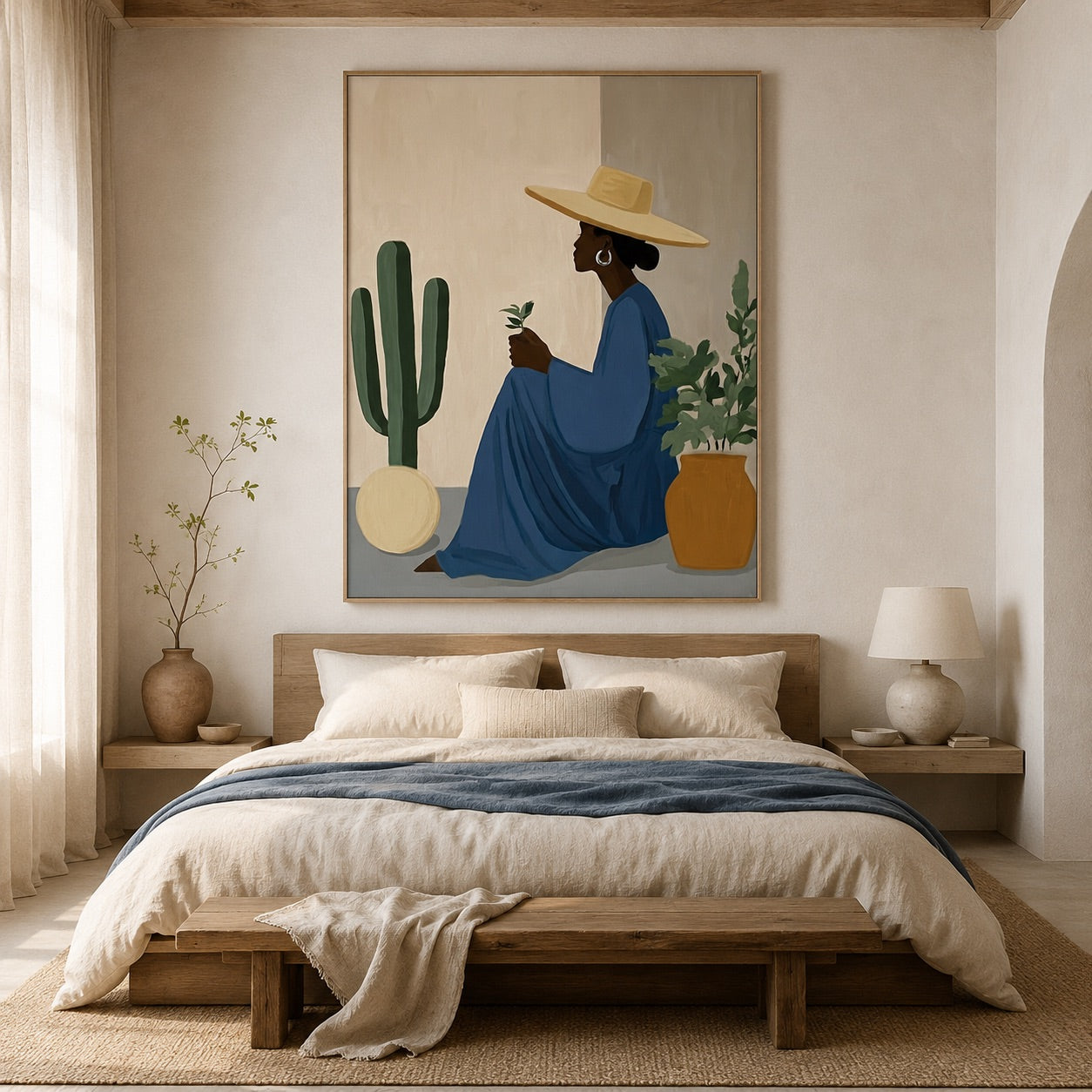 Desert Serenity-Cactus Woman Oil Painting