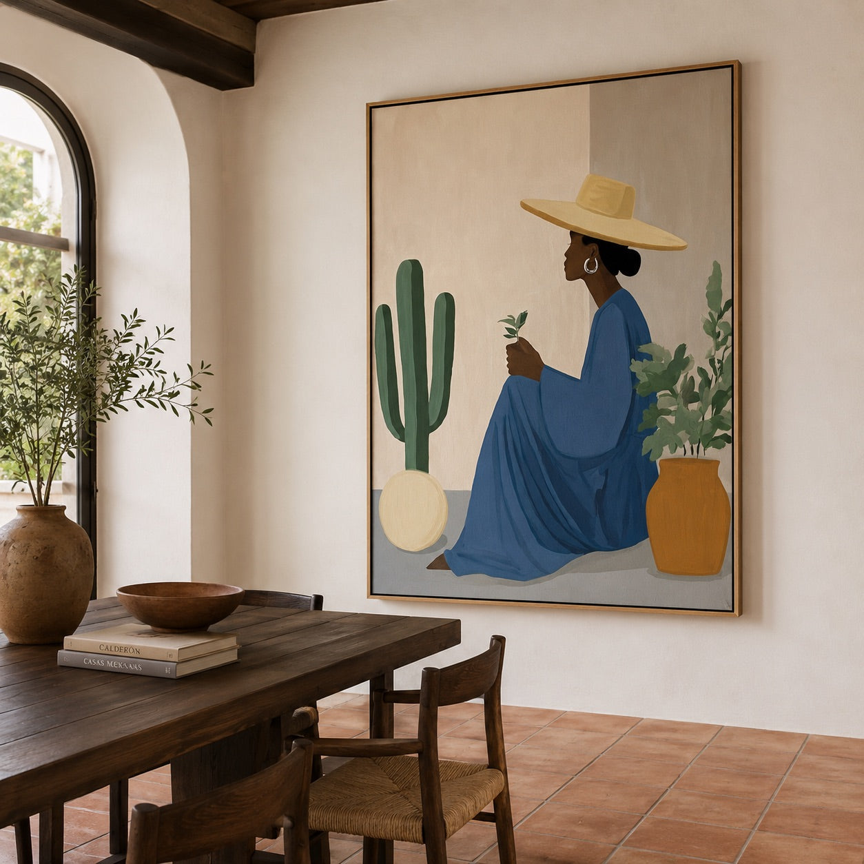 Desert Serenity-Cactus Woman Oil Painting
