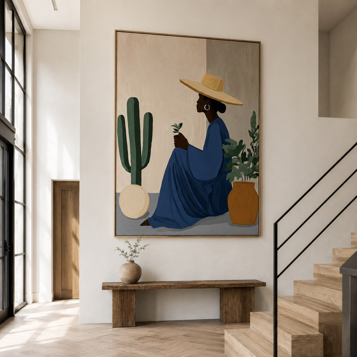 Desert Serenity-Cactus Woman Oil Painting