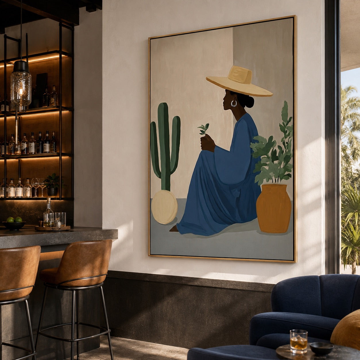 Desert Serenity-Cactus Woman Oil Painting