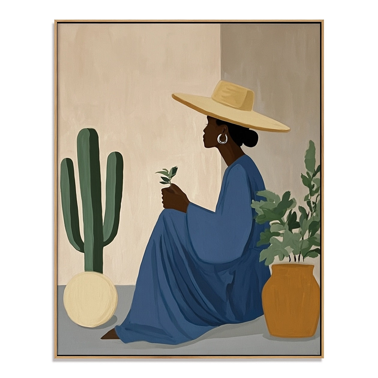 Desert Serenity-Cactus Woman Oil Painting