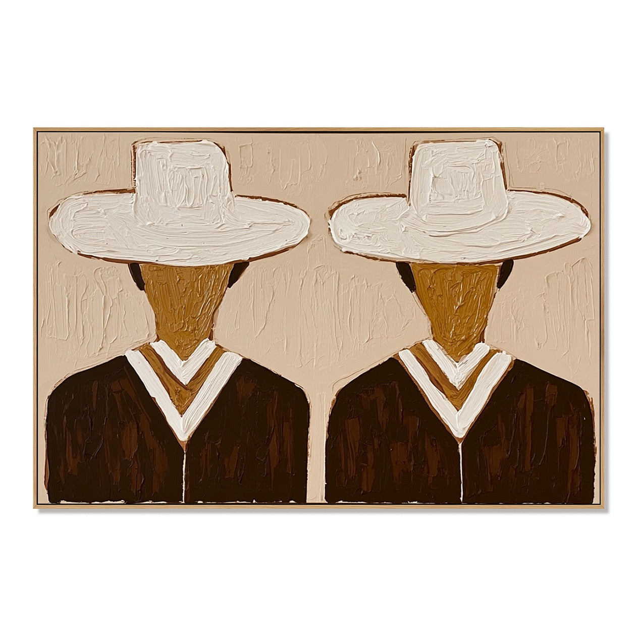 Twin Whites-Minimalist Cowboy Oil Painting