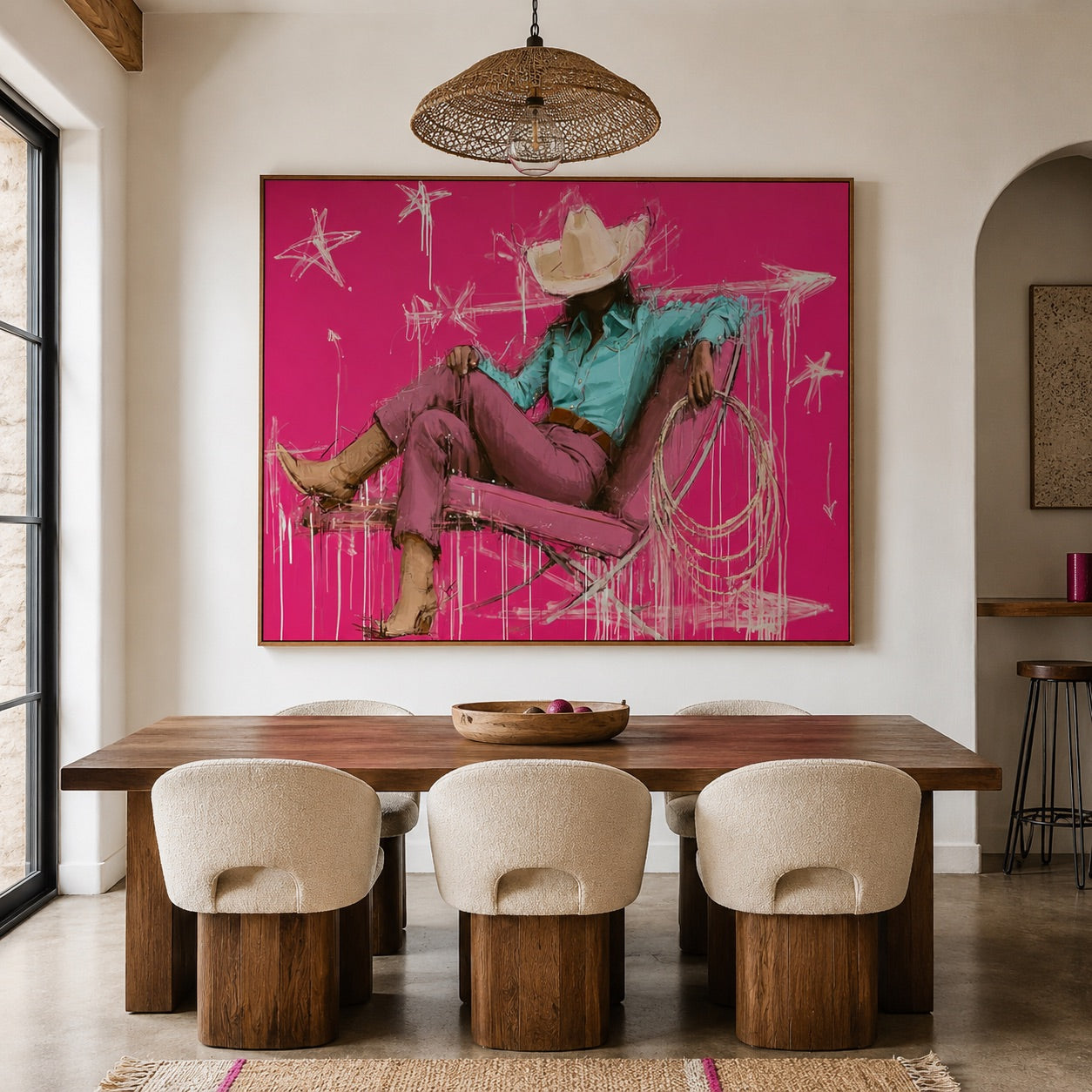 Pink Rodeo-Rodeo Cowgirl Oil Painting