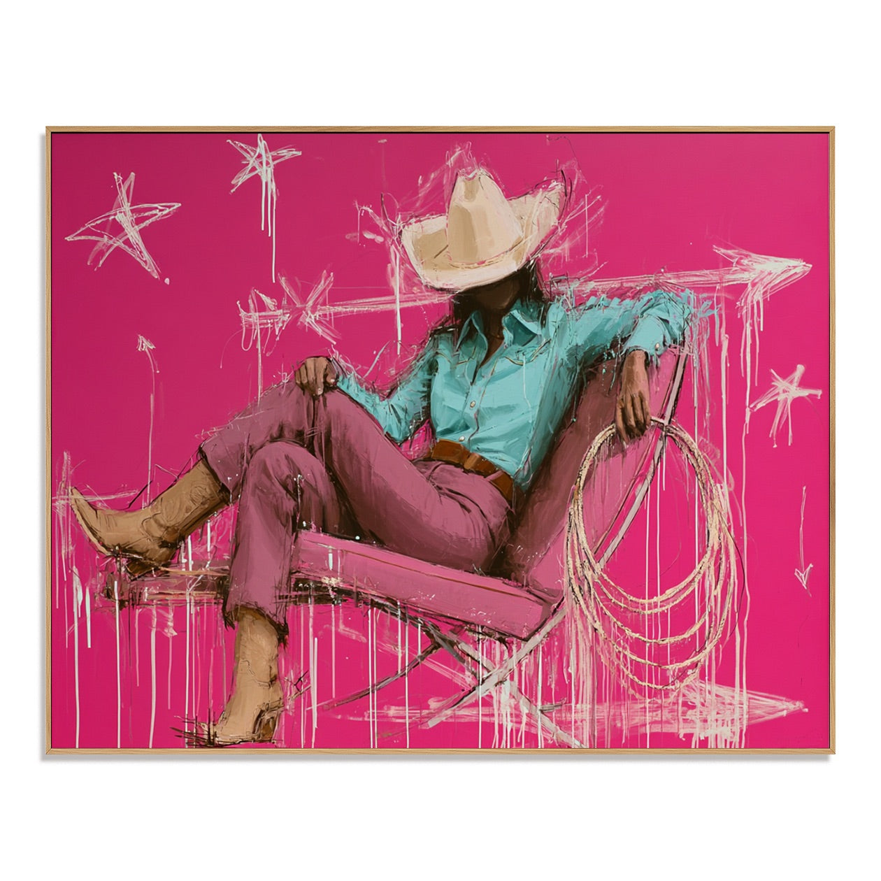 Pink Rodeo-Rodeo Cowgirl Oil Painting