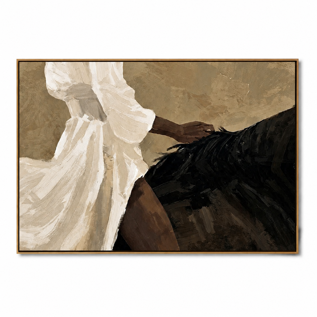 Ivory Rider-Minimalist Horseback Woman Painting