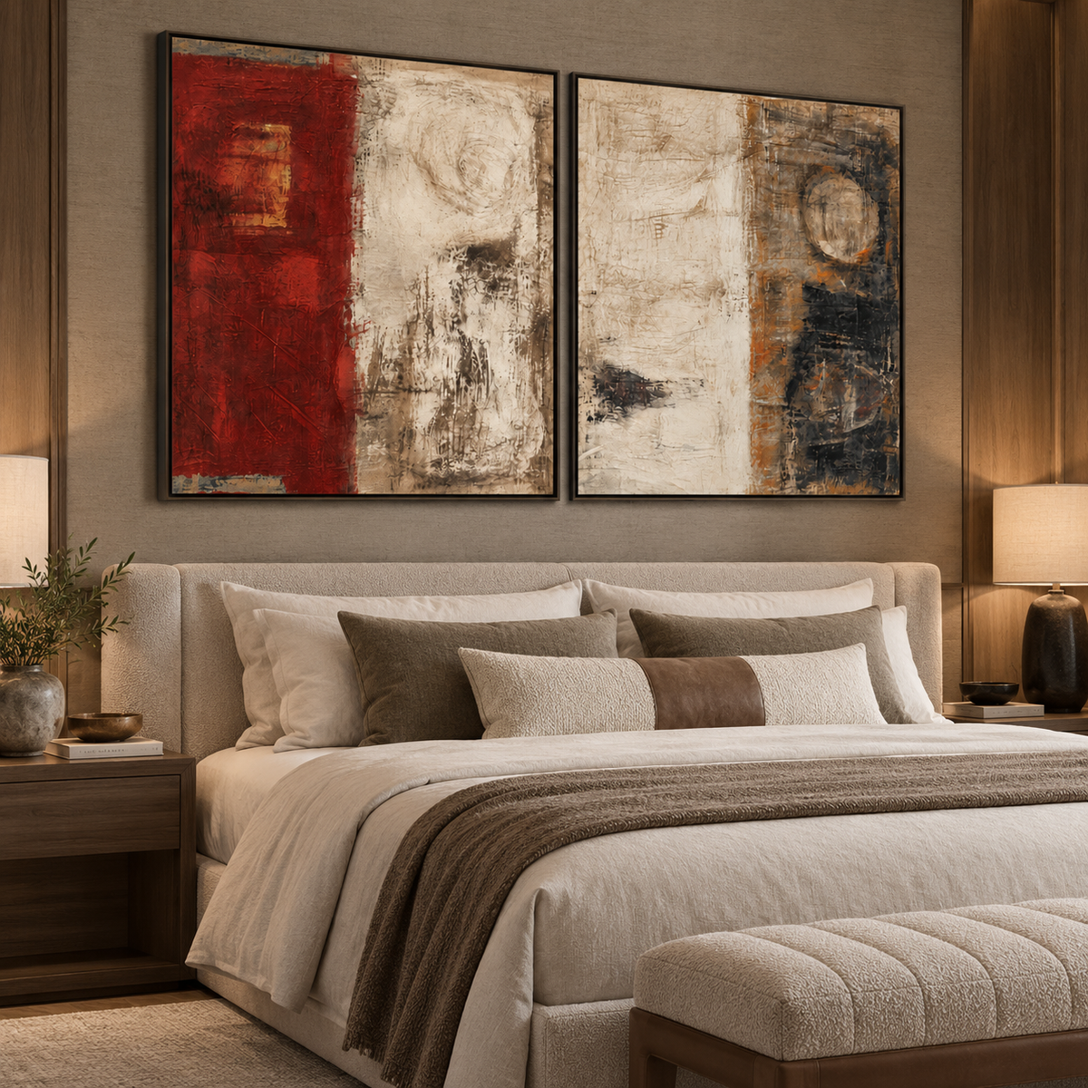 Rustic Balance-Diptych Abstract Texture Painting