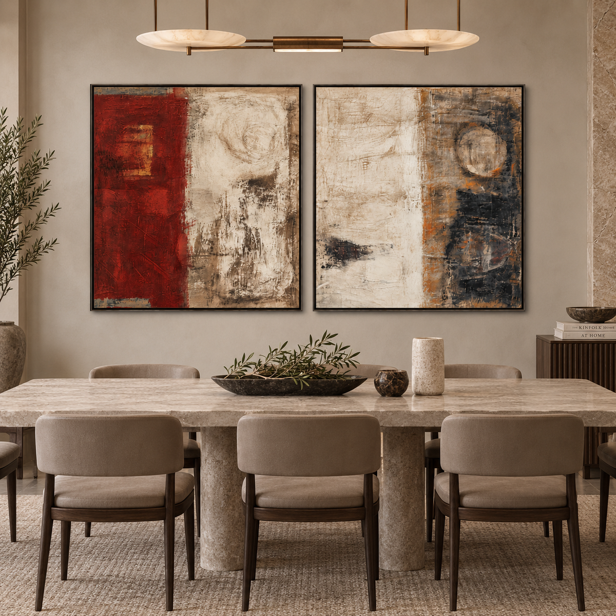 Rustic Balance-Diptych Abstract Texture Painting