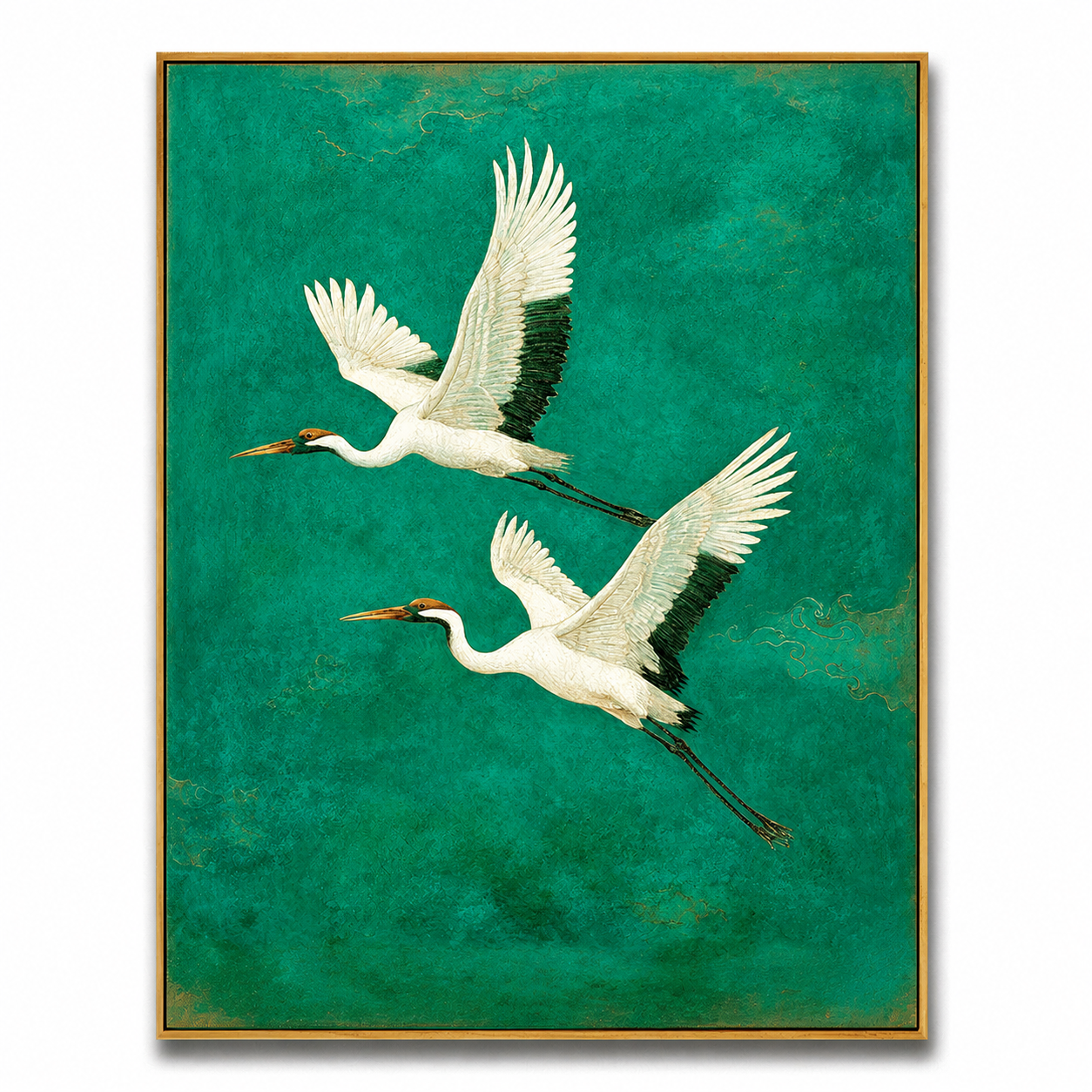 Emerald Flight-Two Crane Painting