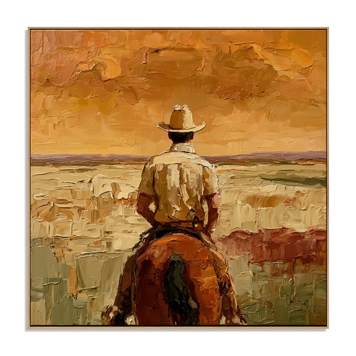 Amber Horizon-Western Cowboy Horse Painting