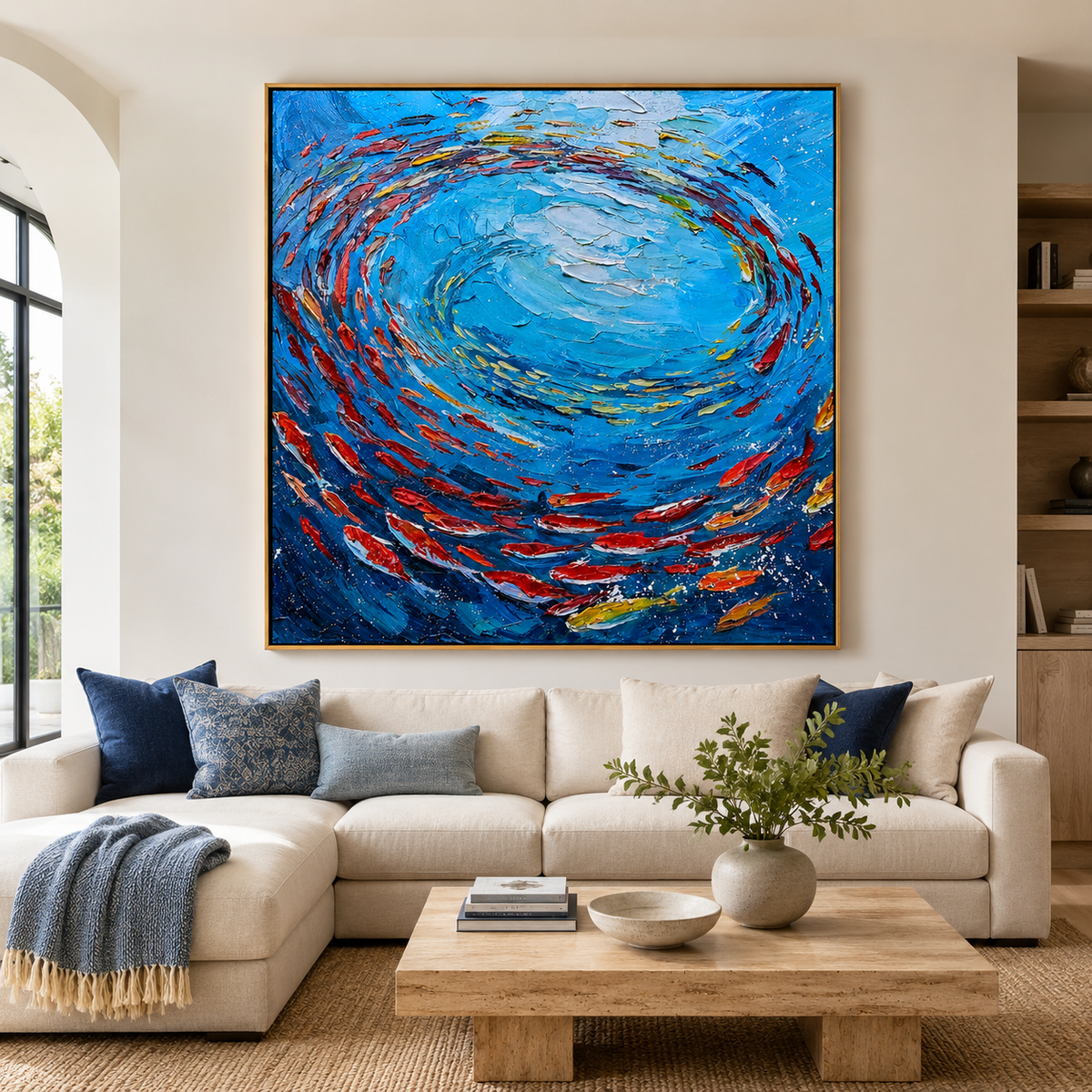 Azure Spiral-Colorful Koi Fish Painting