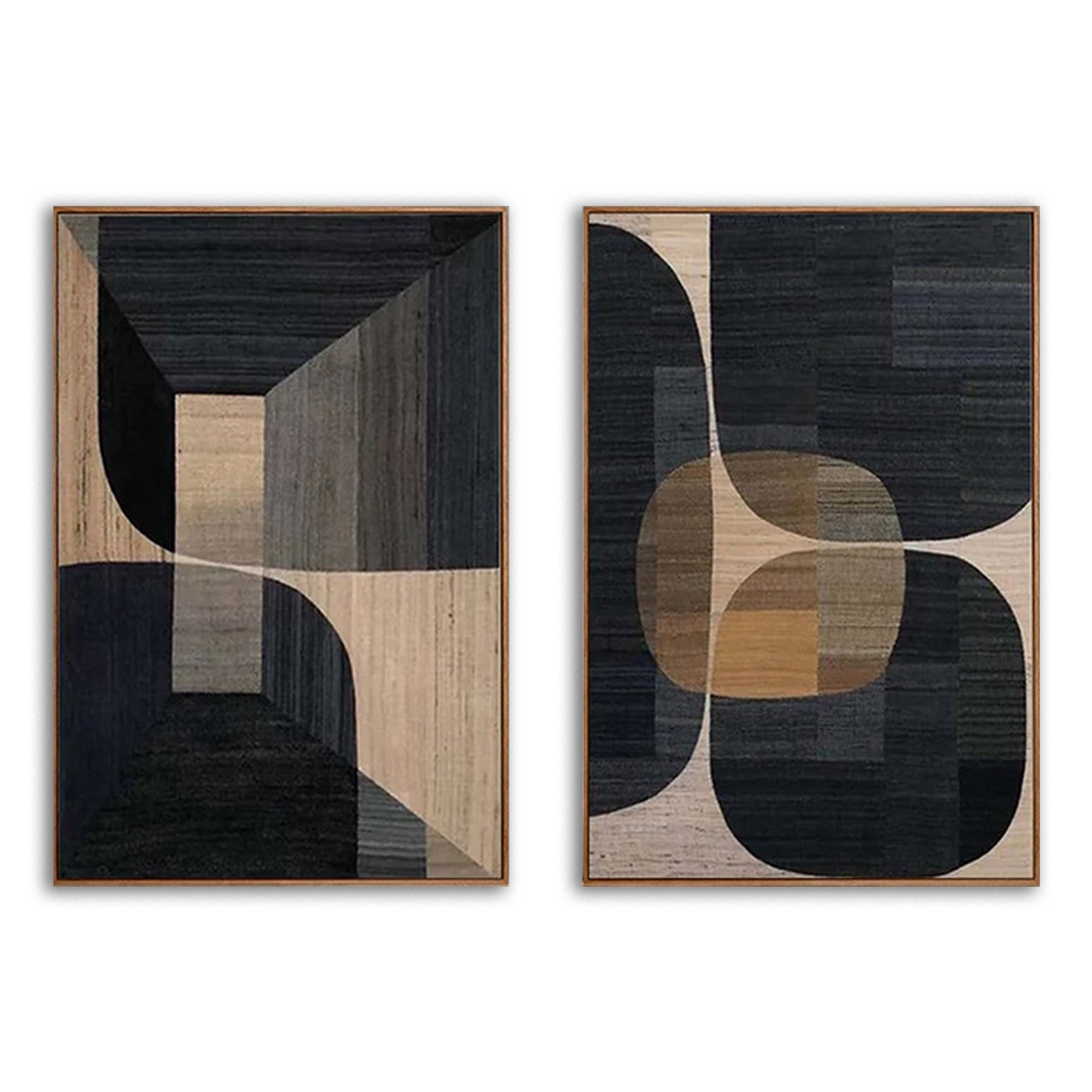 Shadow Geometry-Two Piece Abstract Painting