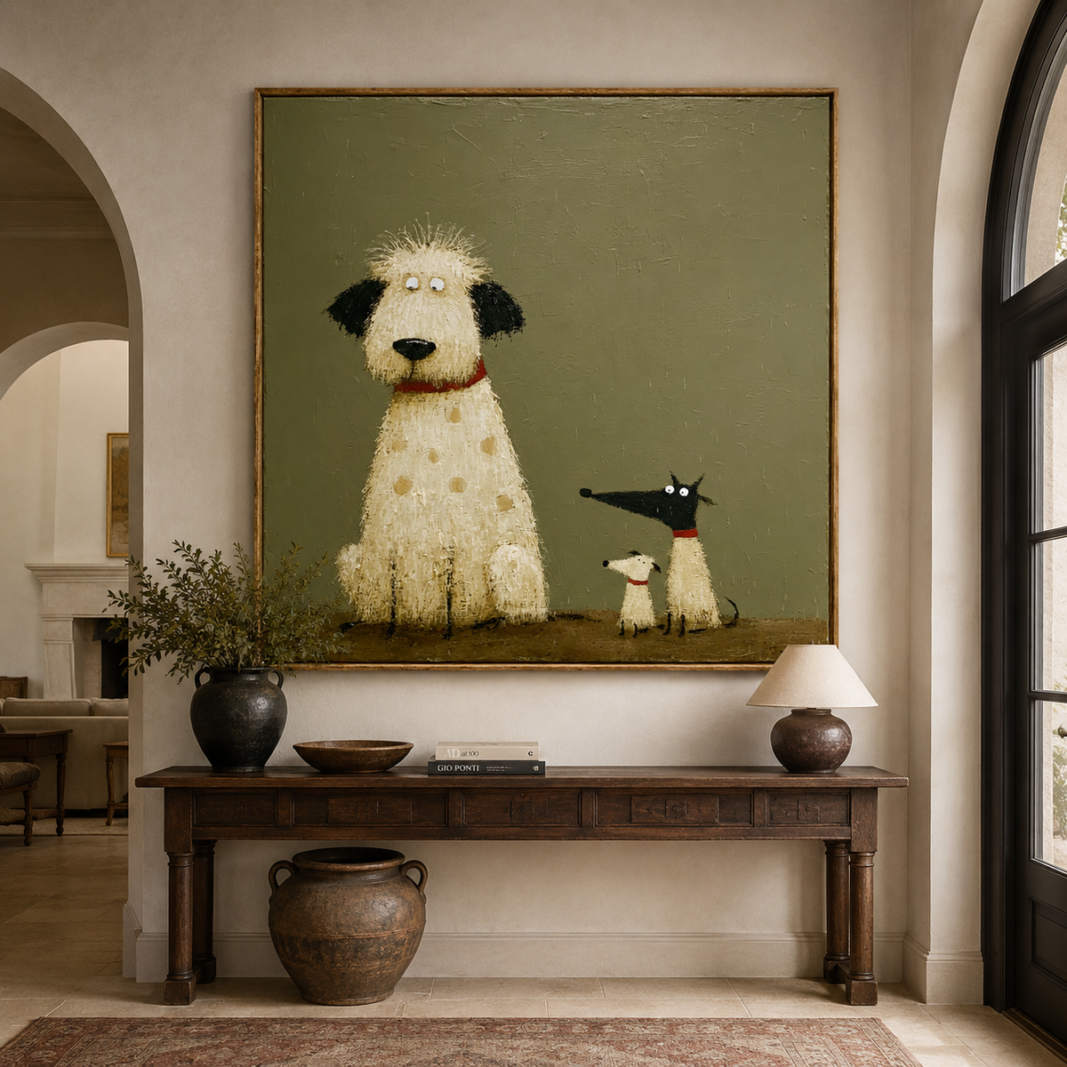 Playful Dog Family-Pop Art Animal Painting