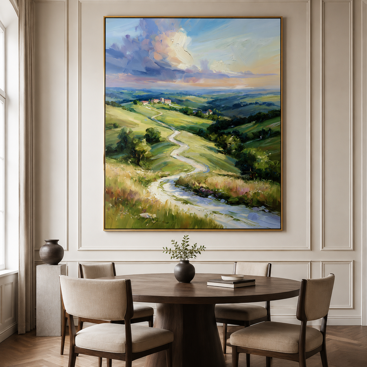 Pastoral Horizon-Rolling Hills Landscape Painting