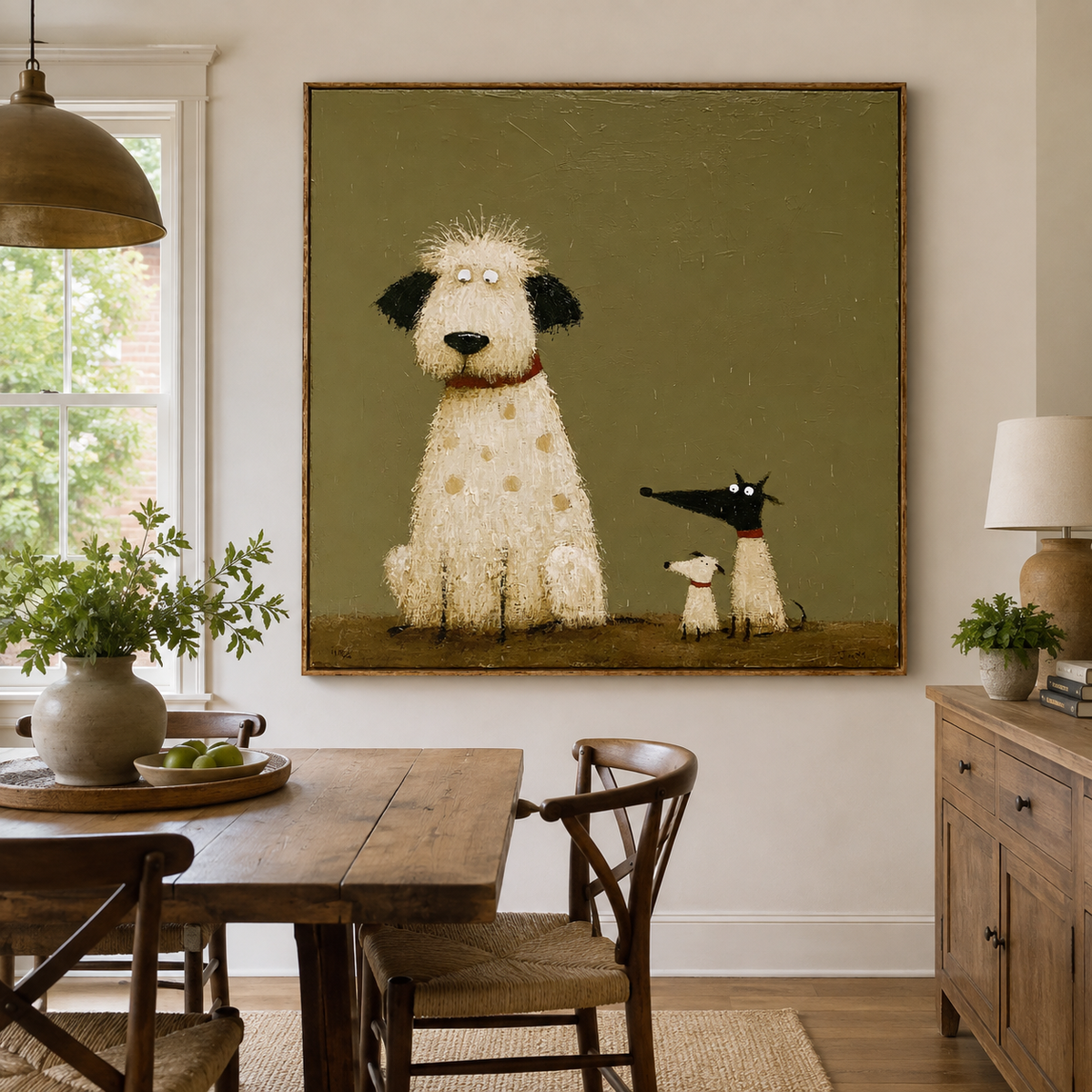 Playful Dog Family-Pop Art Animal Painting