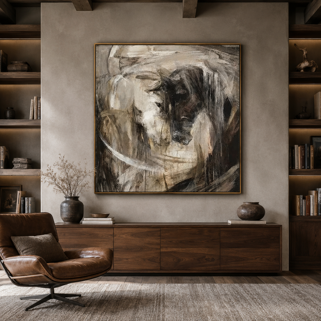 Monochrome Horse Whisper-Abstract Horse Painting