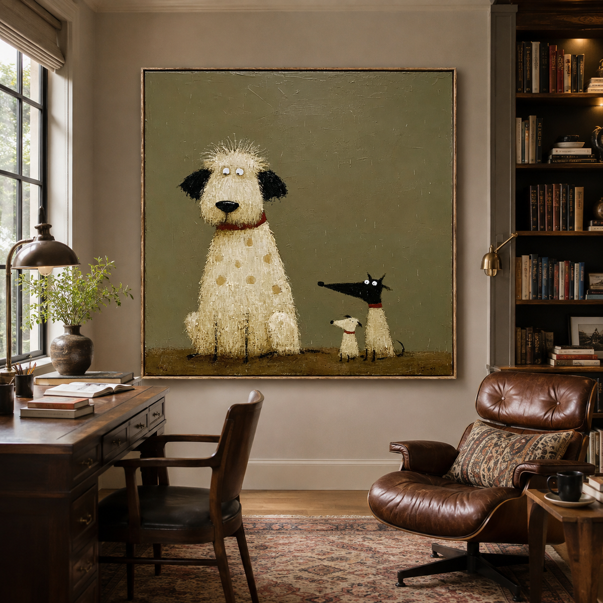 Playful Dog Family-Pop Art Animal Painting