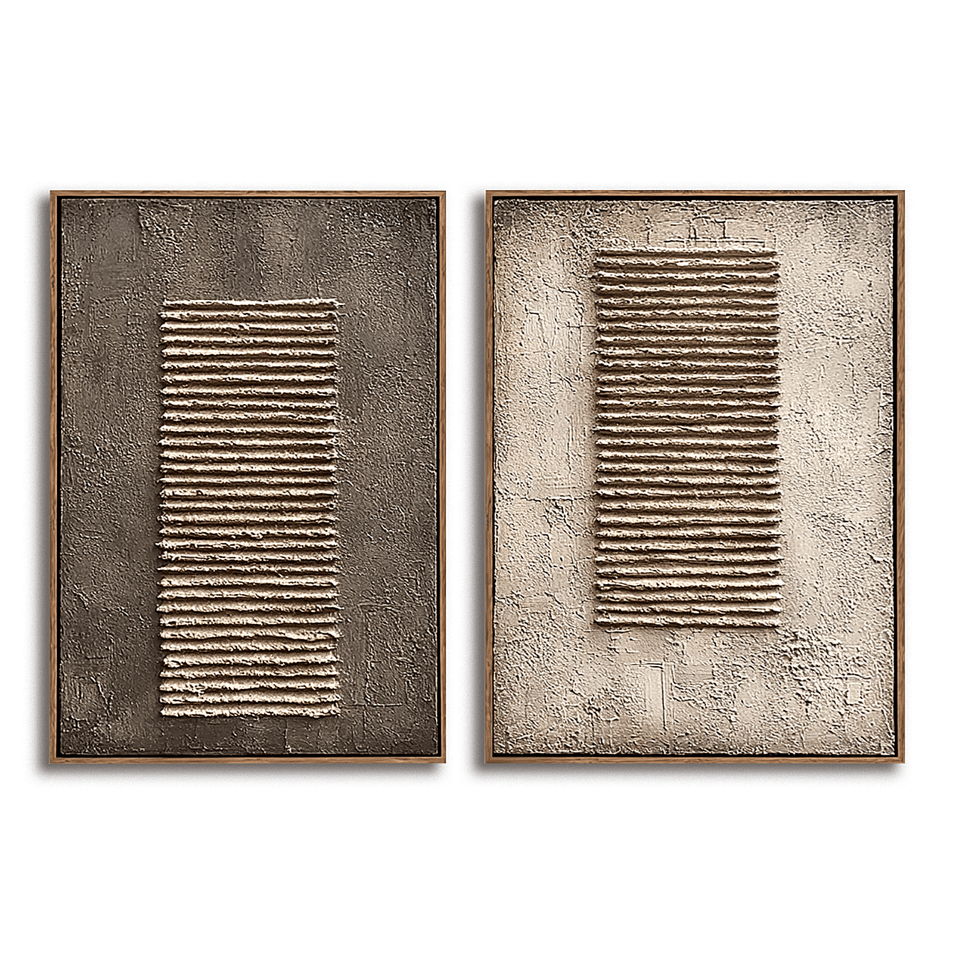 Dual Rhythm-Brown Beige Textured Diptych