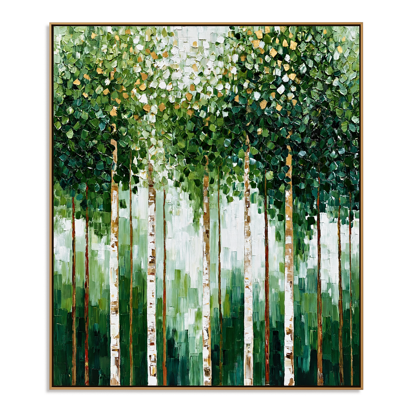 Emerald Birchlight-Green Forest Painting