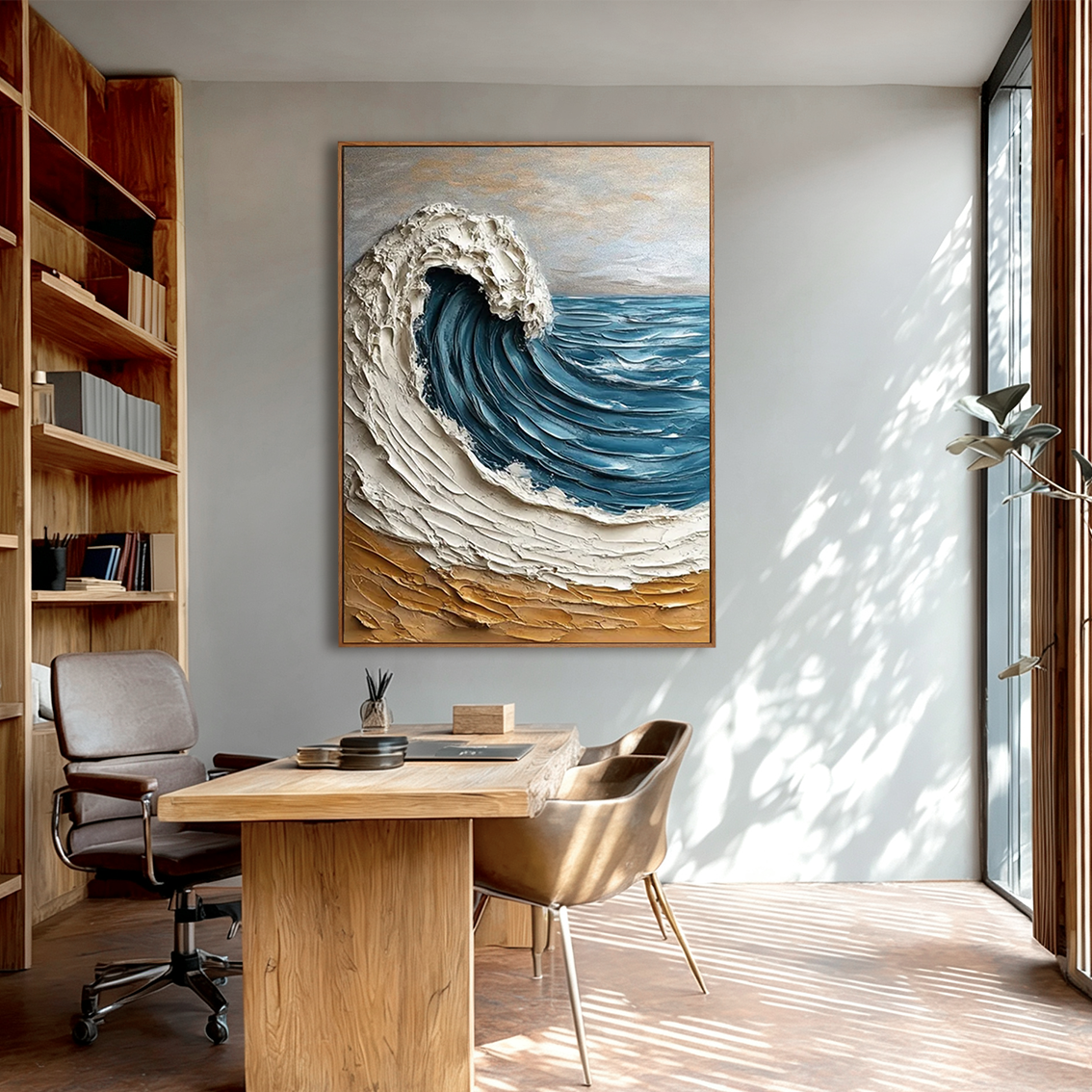 Cresting Arc-Vertical Ocean Wave Painting