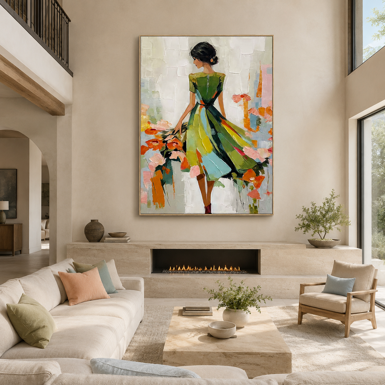 Garden Muse-Green Dress Floral Painting