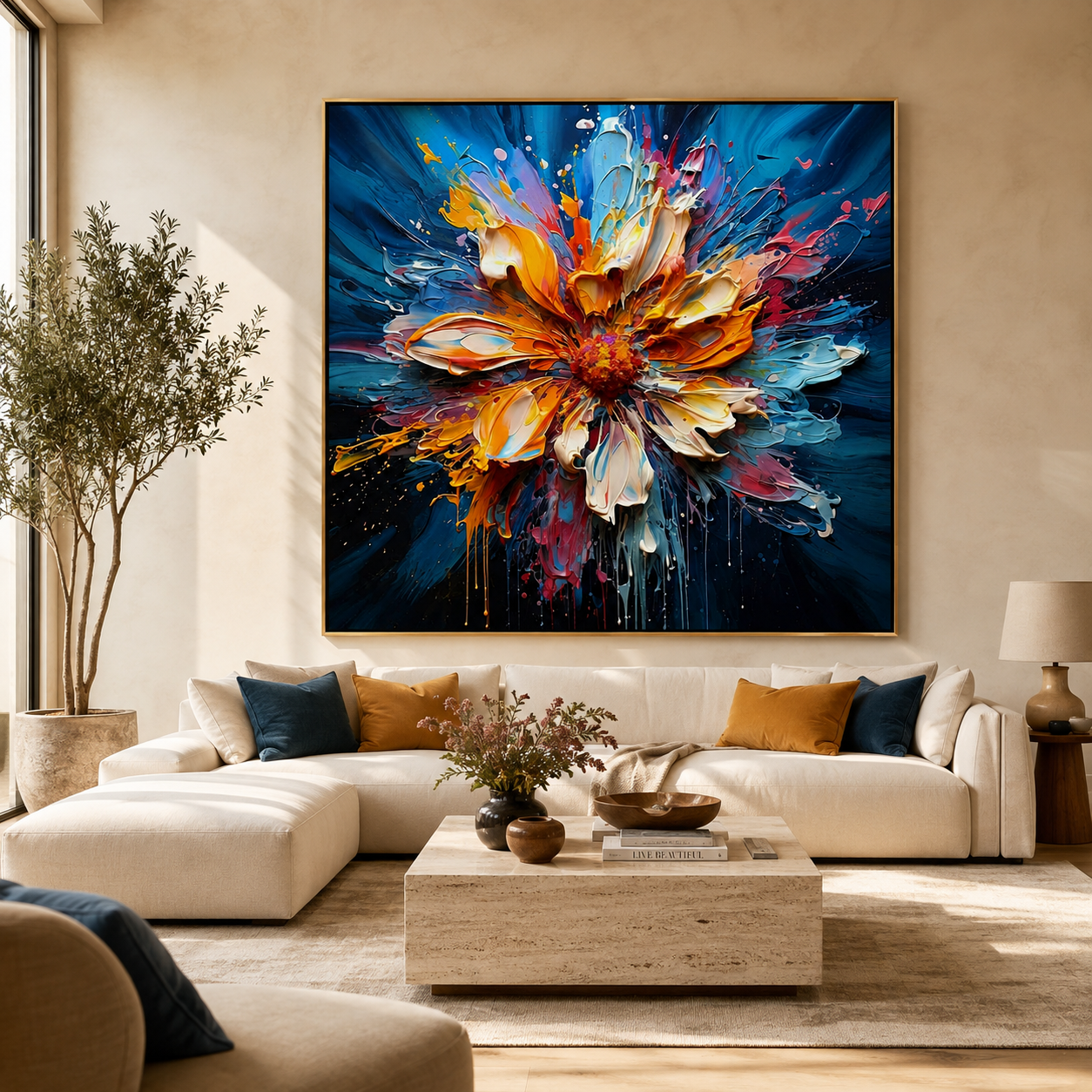 Ocean Bloom-Colorful Impasto Flower Painting