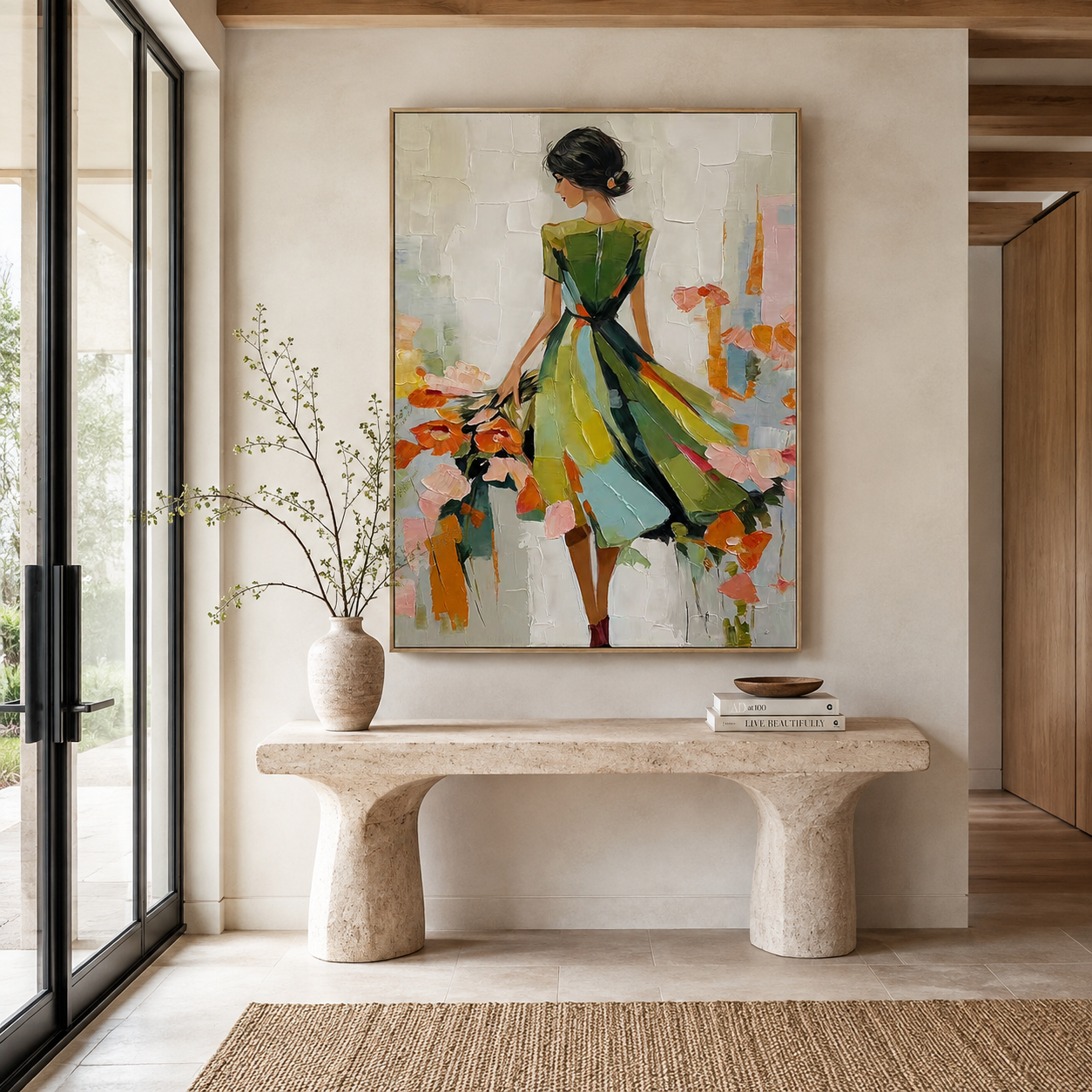 Garden Muse-Green Dress Floral Painting