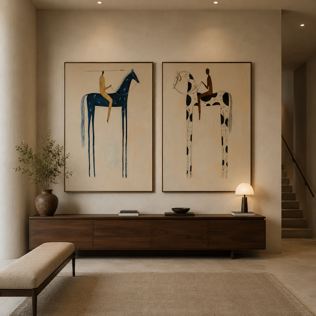 Midnight Riders-Two Horse Figurative Painting