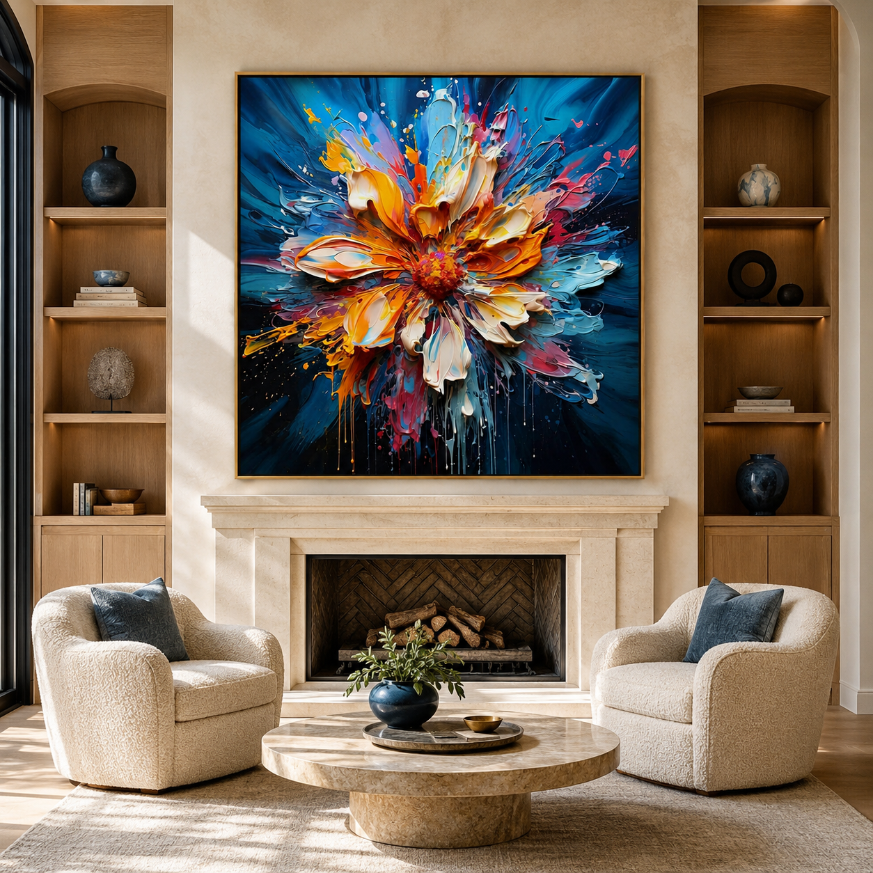 Ocean Bloom-Colorful Impasto Flower Painting