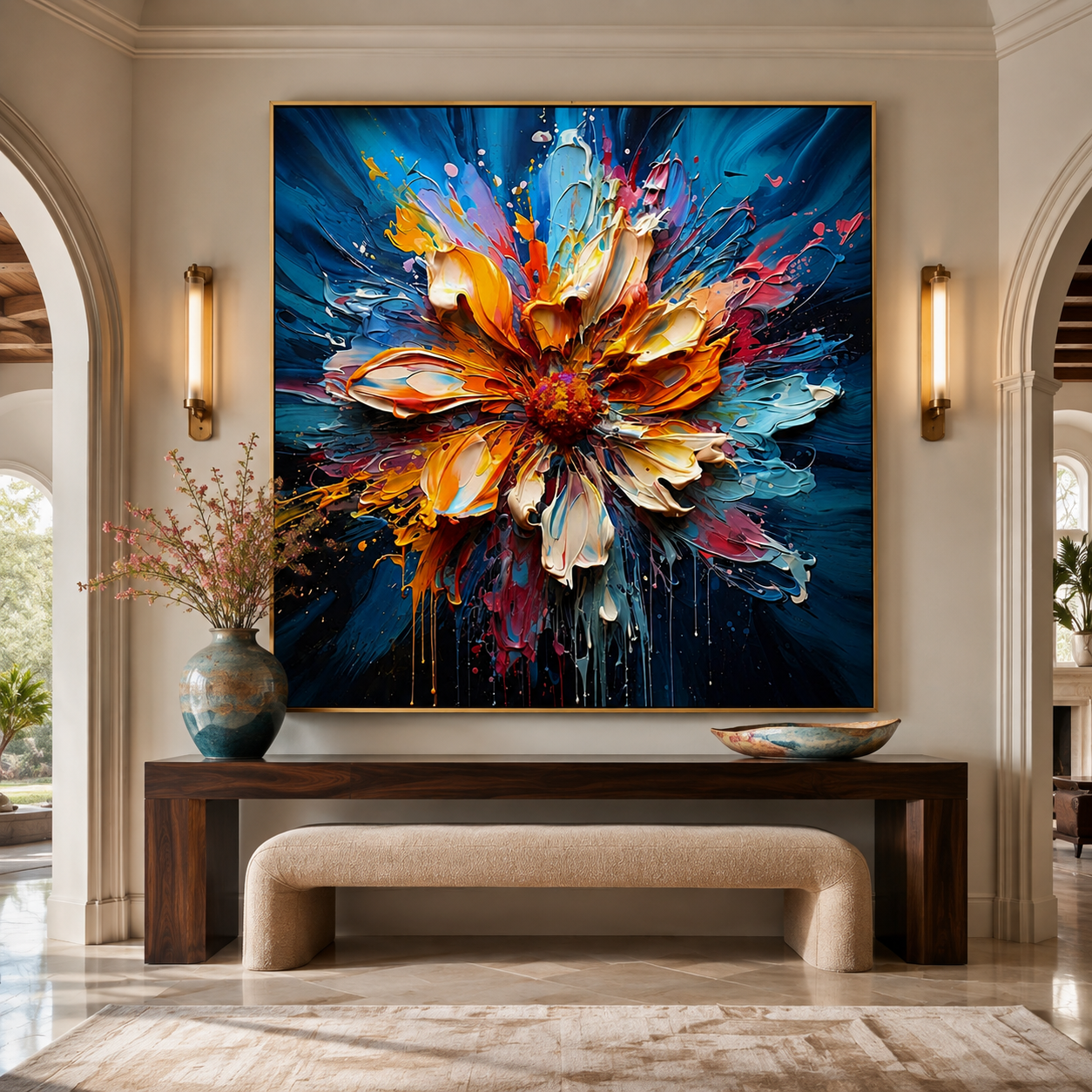 Ocean Bloom-Colorful Impasto Flower Painting